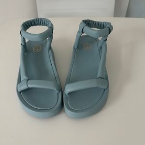 Ash Women's Leather Puffy Platform  Baby Blue Sandals.